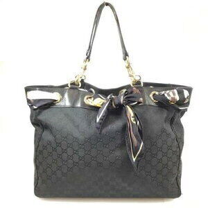 Gucci Scarf Tote Bag GG Canvas Black